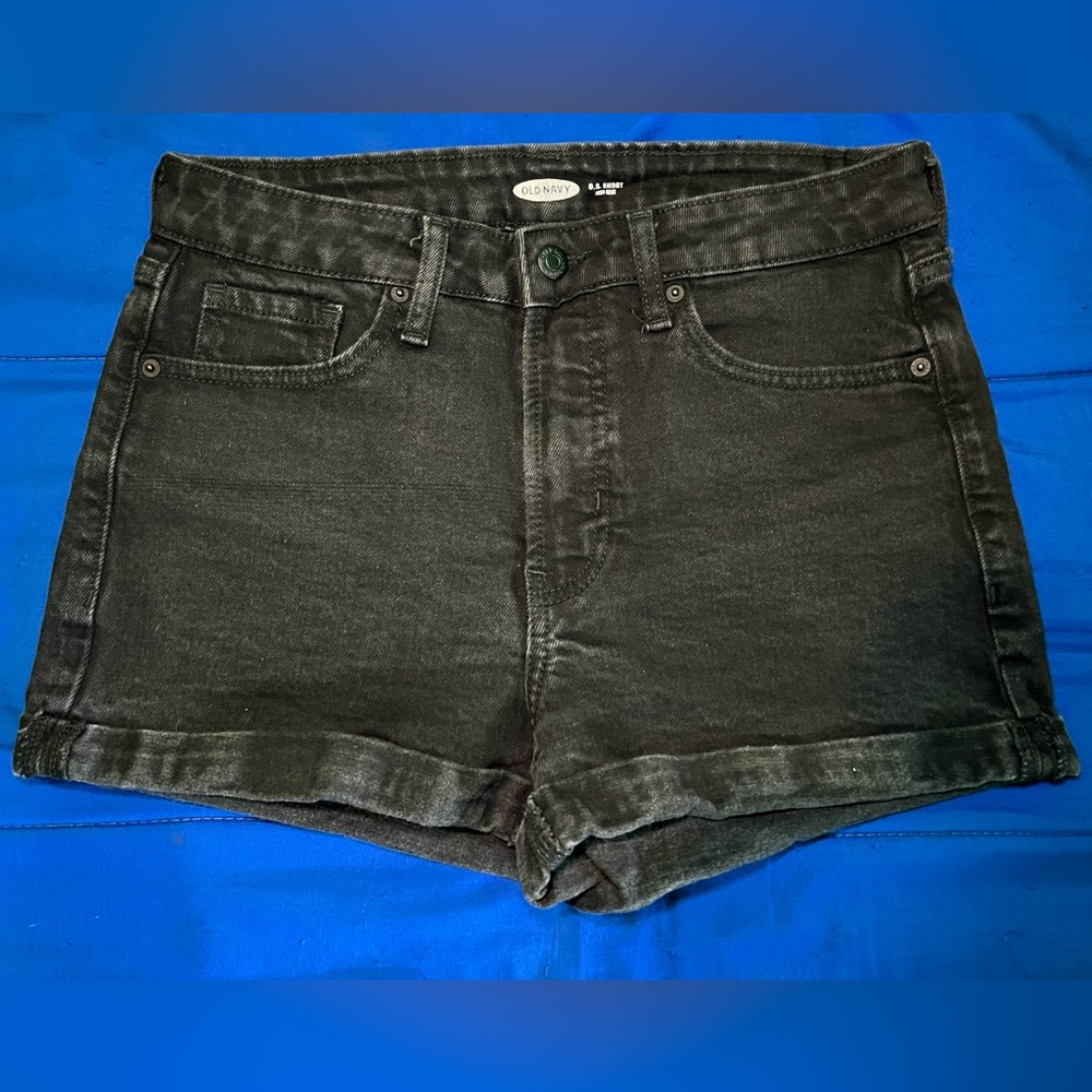 Black Jean Shorts High-Waisted Cuffed